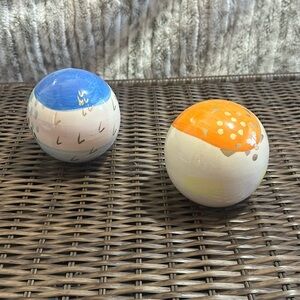 Pier 1 Abstract painted ceramic decorative sphere set of 2